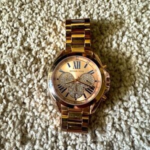 Michael Kors Women's Gold-Tone Crystal Dial Bracelet Watch